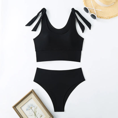 Two Piece String Bikini Hollow Out High Waist Swimwear Female Swimsuit Women Bathers Bathing Swimming Suit Beachwear Summer