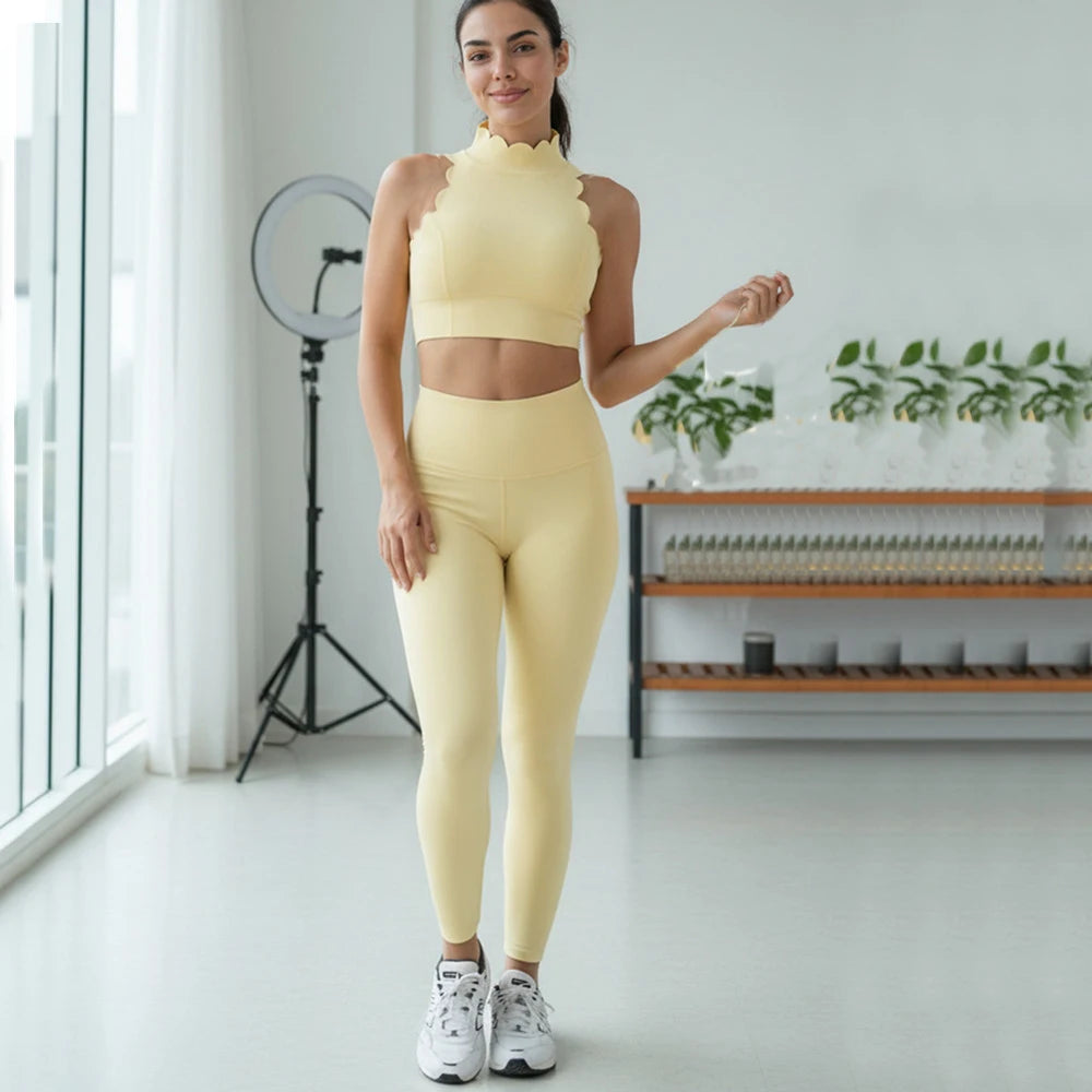 2PCS Yoga Set Women Gym Sportswear Sport Bra Beauty Back Workout Tops High Waist Yoga Pants Hip Lift Gym Leggings