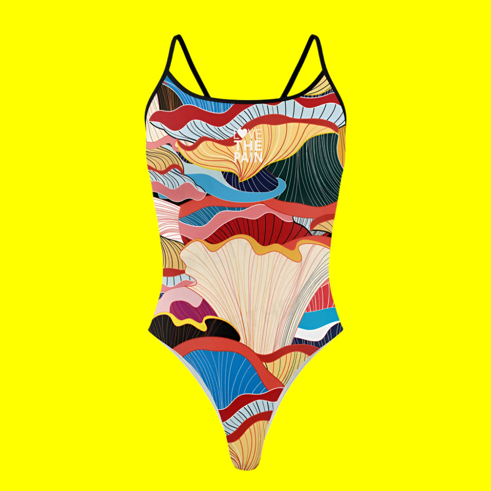 Love The Pain Summer Ladies One Piece Flower Waves Swimsuit