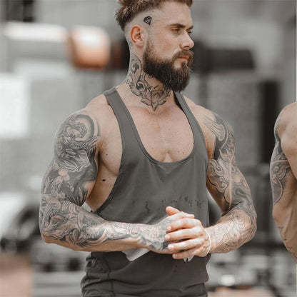 Summer Y Back Gym Stringer Tank Top Men Cotton Clothing Bodybuilding Sleeveless Shirt Fitness Vest Muscle Singlets Workout Tank