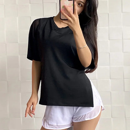 Plus Size Sports Shirt for Lady Women S-XXXXXL Crop Top Yoga T-Shirts Gym Workout Cover-up Short Sleeve Shirts