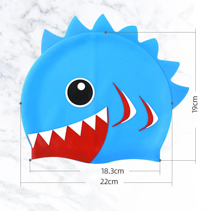 Cute Cartoon Dinosaur Kids Swimming Caps Boys Girls Swimming Cap Soft Silicone High Elastic Waterproof Children Swimming Cap