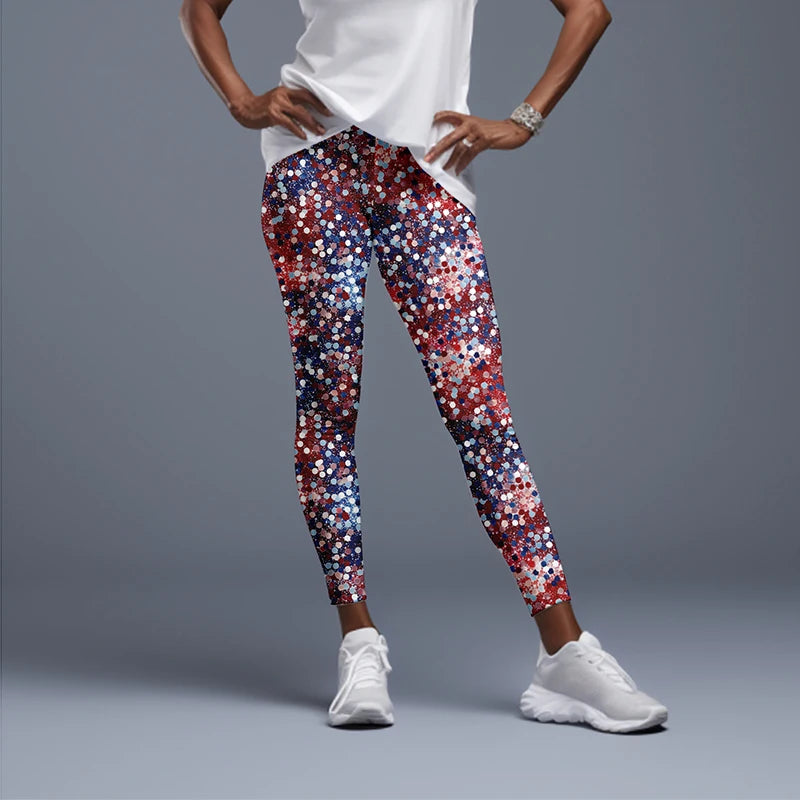 Women High Waist Elastic Pants Fashion High Waist 3D Print Fitness Yoga Gym Leggings