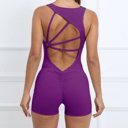 Pad Mental Lycra Gym Yoga Sets One Piece Jumpsuit Sport Women Workout Clothes Women Fitness Womens Outfits Active Suits