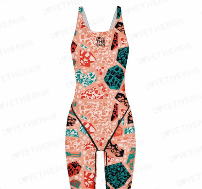 Girls Love The Pain Interesting Print Swimwear Competitive Swimming One Piece Swimsuit Knee Length Bathing Suit Beach Wear