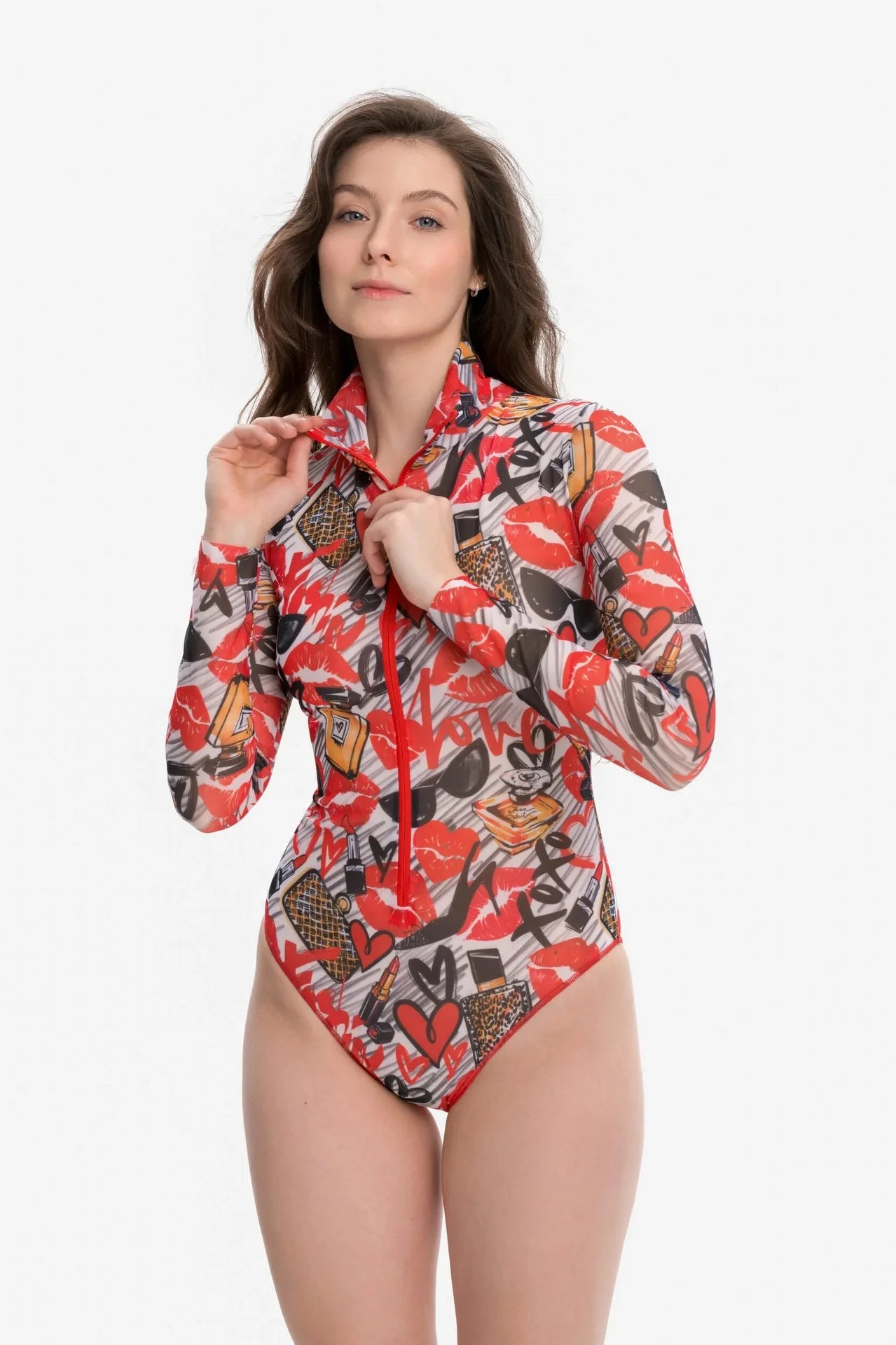 Rash Guard Swimsuit Transparent Printed Transparent Quick Drying  Swimming Suit for Women Bathing Suit One Piece Swimwear Women
