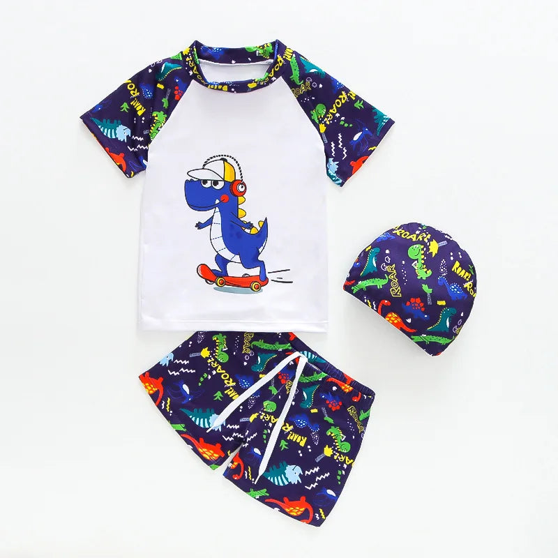 Boys Swimwear Two Pieces Swimsuits Toddler Boys Floating Suit Children Surfing Suit Kids Cartoon Beach Wear Swimming Trunks