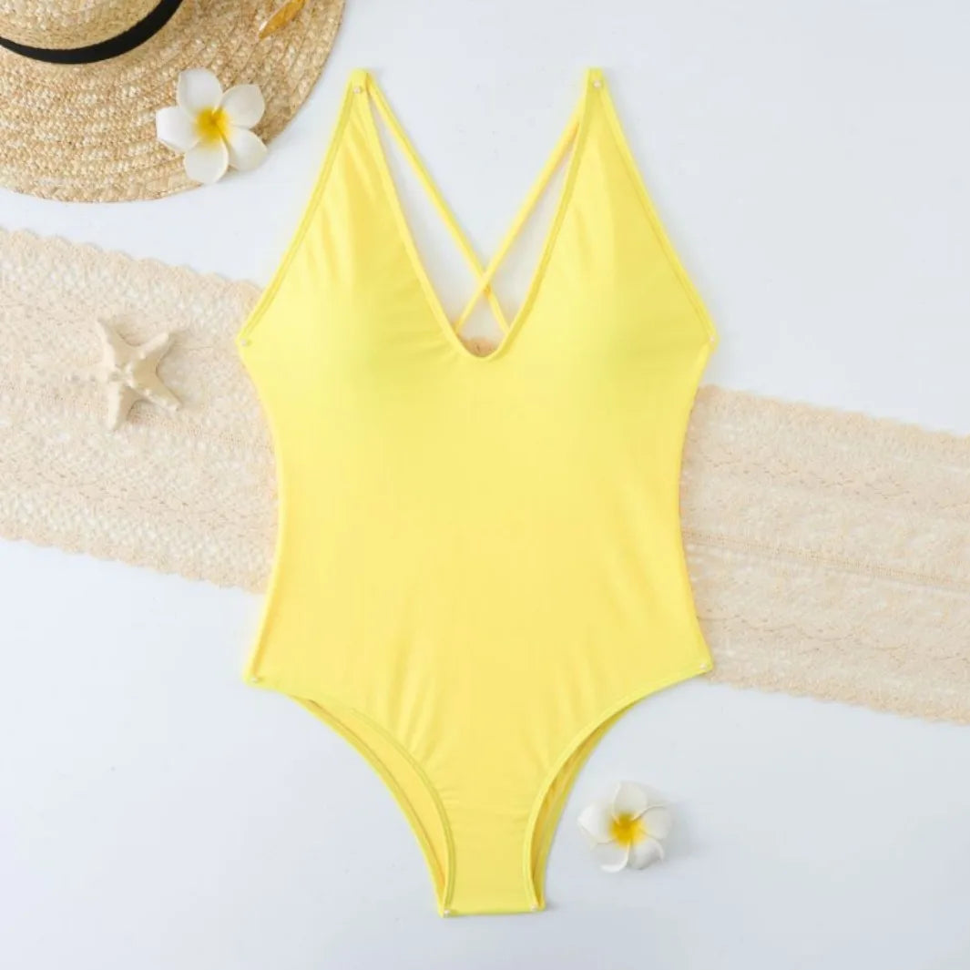 Choice Of Color One-Piece Swimming Suit Women's Swimwear Fixed Chest Pad Bathers