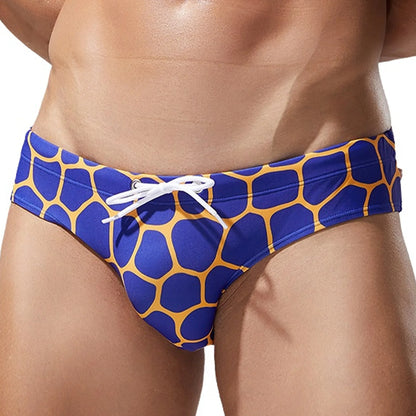 Swimwear Mens Low Rise Briefs Swimsuit Swim Trunks Elastic Waistband with Drawstring Cobble Graphic Lingerie Swimming