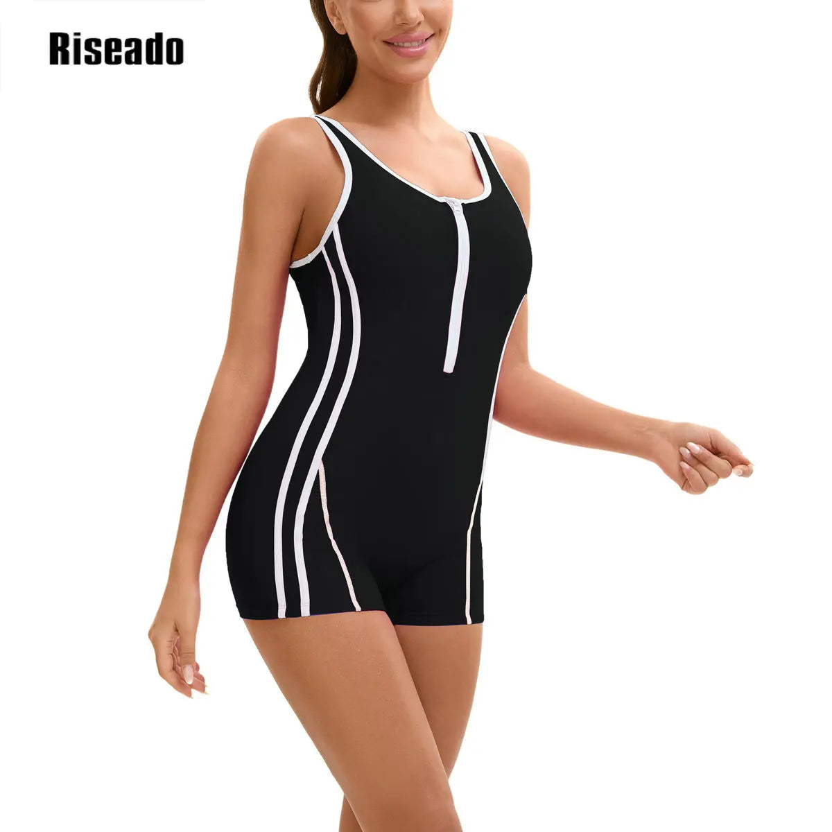 Swimsuit for Women Abdomen Control Boyleg Sport One Piece Beachwear Athletic Cross Back Swimwear Training Bathing Suit
