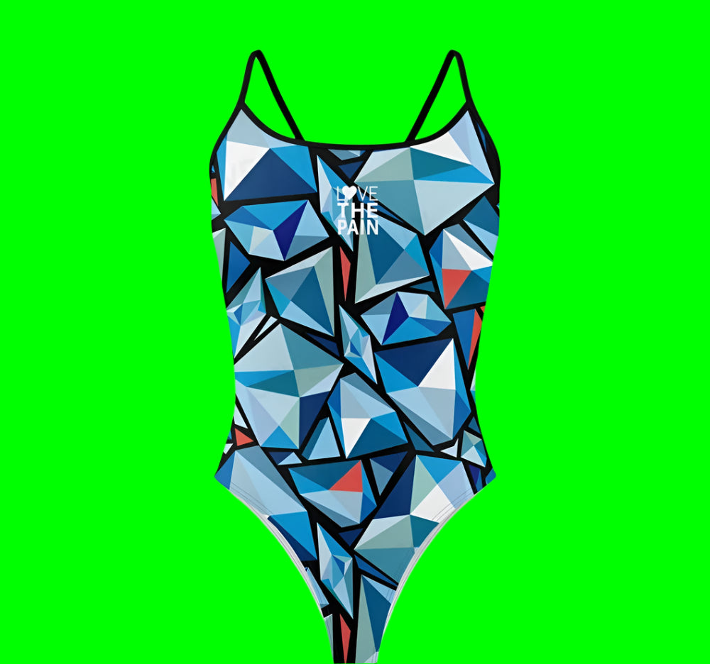 Love The Pain Spaghetti Straps Women Swimwear Bikini Racer Back Swimsuit One Piece Comfortable Suit Printing Functional Swimwear