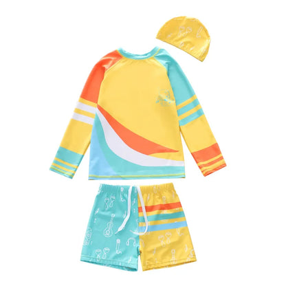 Boys Swimwear Long Sleeve Rash Guard Swimming Trunks for a Boy Toddler Printing Swimsuit Kids Anti UV Summer Beach Bath Clothes