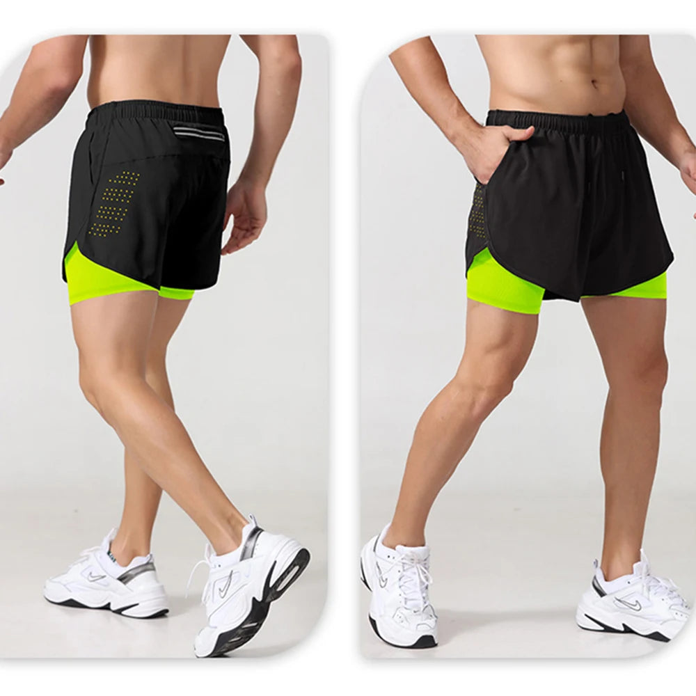 Multi Colours Available  Sport Shorts Men Sportswear Double-deck Training Short Pant Summer 2 In 1 Beach Homme Clothing Jogging Gym Running Shorts