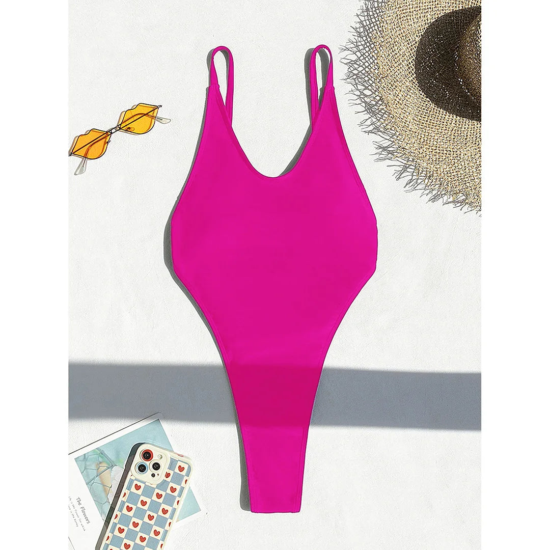 XS -L High Leg Monokini Extreme String Mini Micro Thong One Piece Swimsuit Women Swimwear Female Bather Bathing Suit