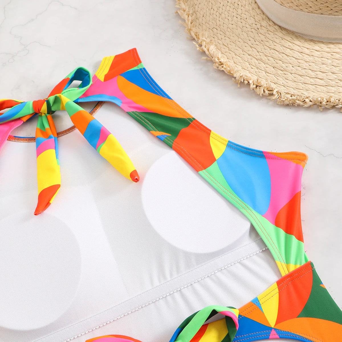 Color Block Swimsuit One Piece Backless Printed Swimwear Women Bathers Bathing Swimming Swim Suit Padded Beachwear Summer