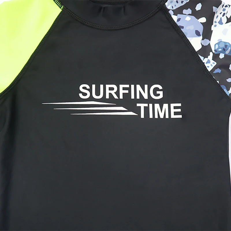 3 Pcs New Boy's Swimsuit Sun Protection UPF 50+ Long Sleeve Swimming Sunsuit with Hat Split Bathing Suits for Children