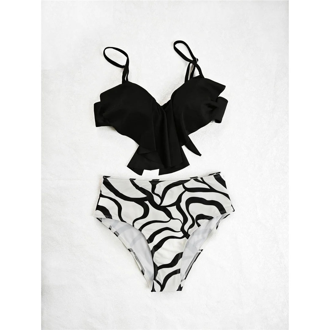 S - XL Printed Underwired Female Swimsuit High Waist Bikini Women Swimwear Two-pieces Bikini set Bather Bathing Suit Swim