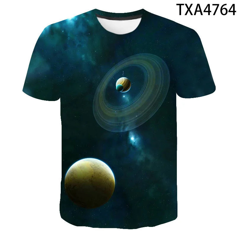 Cosmic Planet Space Galaxy 3d Printing Men's Ladies Children's Casual T-shirts Starry Cool Tops Fashion Street Light Sports