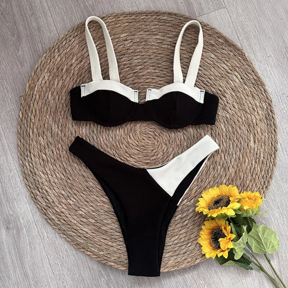Push Up Solid Patchwork Bikini Women Swimsuits Female Swimwear Micro Bikini Set Brazilian Biquini Beachwear Swim Suit