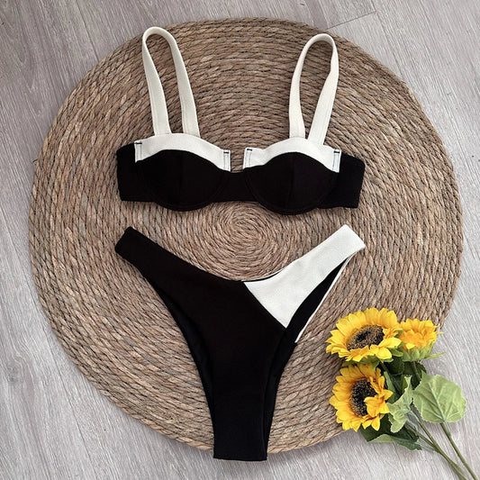 Push Up Solid Patchwork Bikini Women Swimsuits Female Swimwear Micro Bikini Set Brazilian Biquini Beachwear Swim Suit