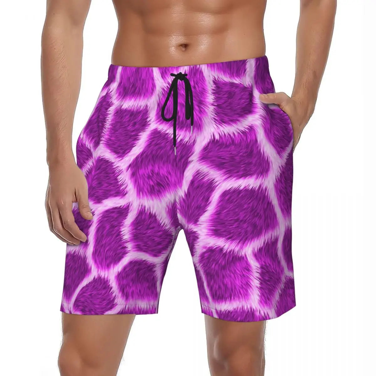Rainbow Giraffe Board Shorts Summer Animal Print Board Short Pants Men Printed Running Surf Breathable Swim Trunks