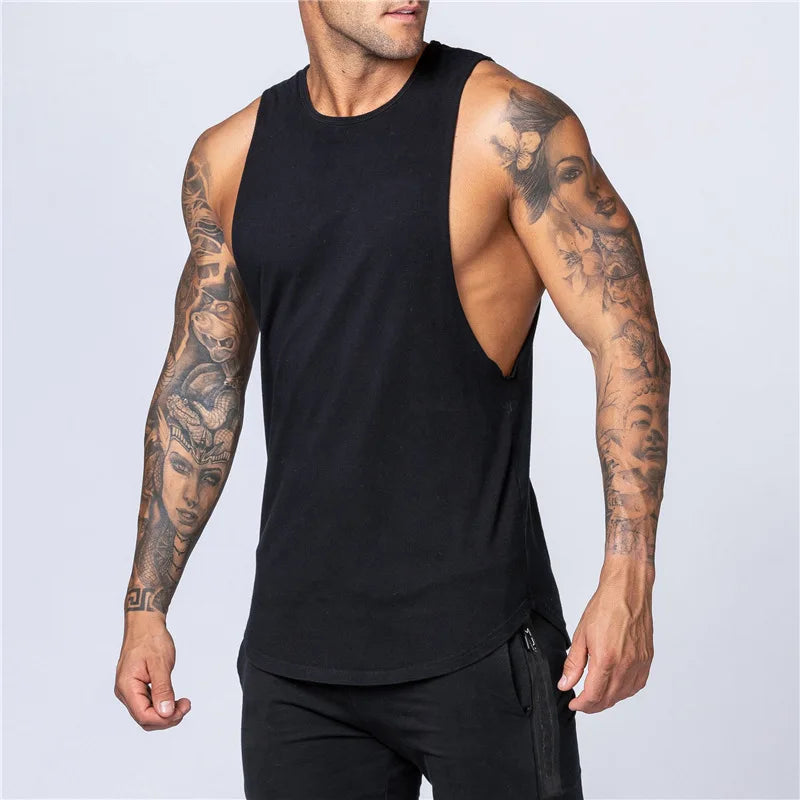 Bodybuilding Muscle Exercise Undershirt Men Gym Sports Cotton Moisture Wicking and Breathable Casual Vest Printed Workout Tops