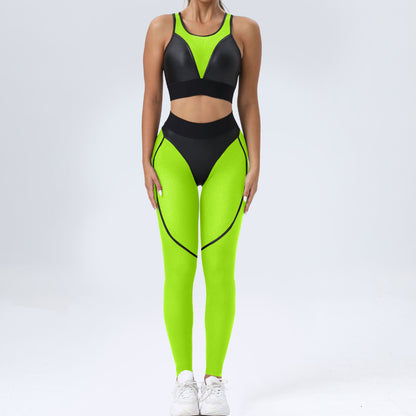 Bright Solid Colour Options Gym Set Women Mesh Suit for Fitness Sportswear 2024 Tracksuit Yoga Clothes Transparent 2 Piece Sets Women Outfit Black Pink