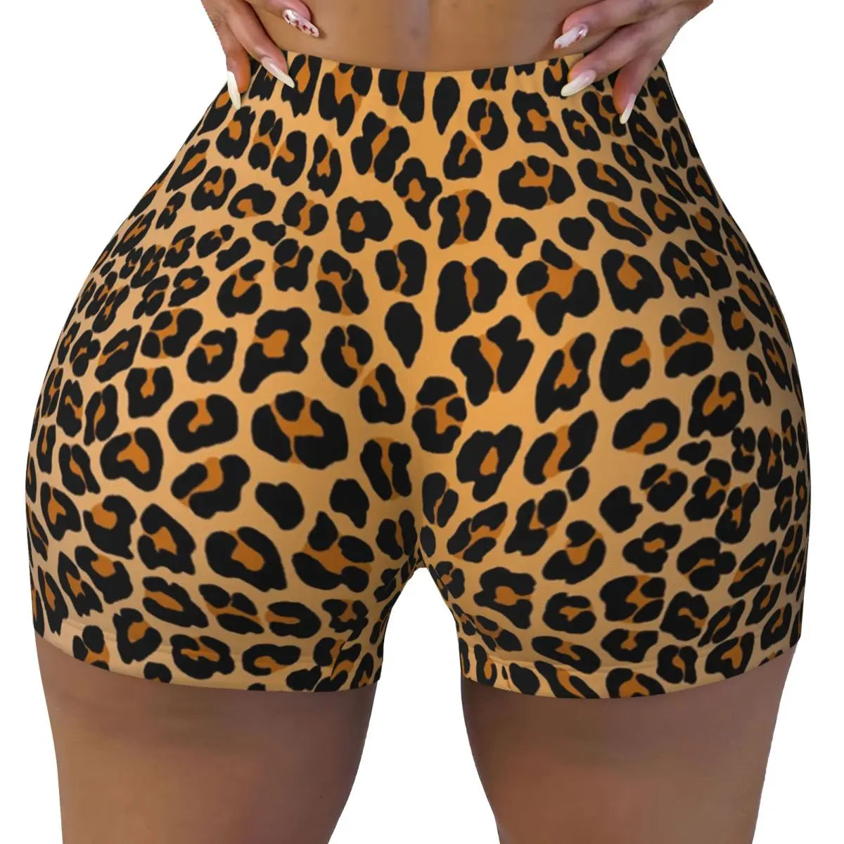 Custom Leopard Fur Skin Texture Hot Pink Volleyball Biker Gym Shorts for Women Athletic Workout Yoga Shorts