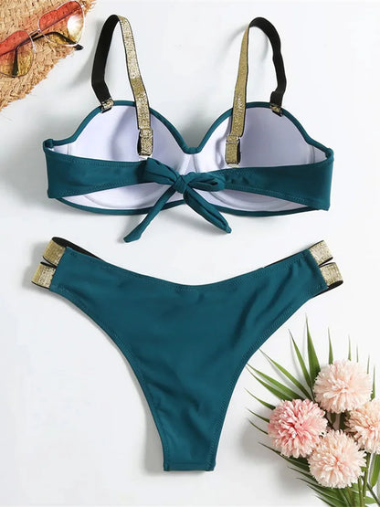 Underwired Push Up Bikini Women Swimsuit Female Swimwear Two-pieces Bikini set With Bra Cup Bather Bathing Suit Swim Beachwear