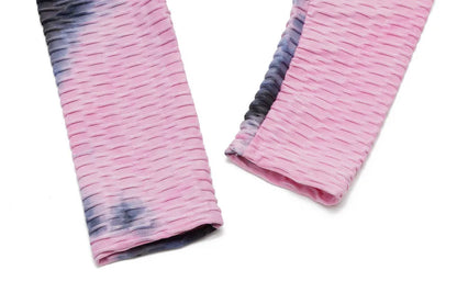 Women's Yoga Pants for Fitness Hip Lifting High Waist Bodybuilding Tight Fitting Jacquard Tie Dye Bubble Pants Leggings