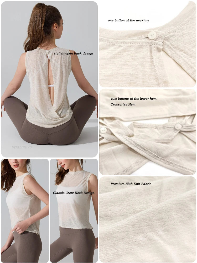 Women's Relaxed-Fit Open-Back Workout Tank Top