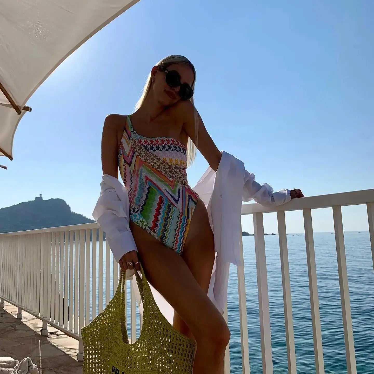 One Shoulder One Piece Swimsuit Women Swimwear Bodysuit Monokini Print Swim Suit Bathing Suit Beachwear