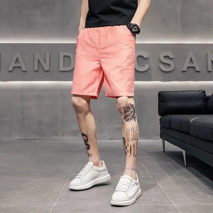 Quick-drying Shorts Men Summer Casual Five-quarter Slim Versatile Trendy Brand Beach Pants Half-piece Pants Wearing Outside