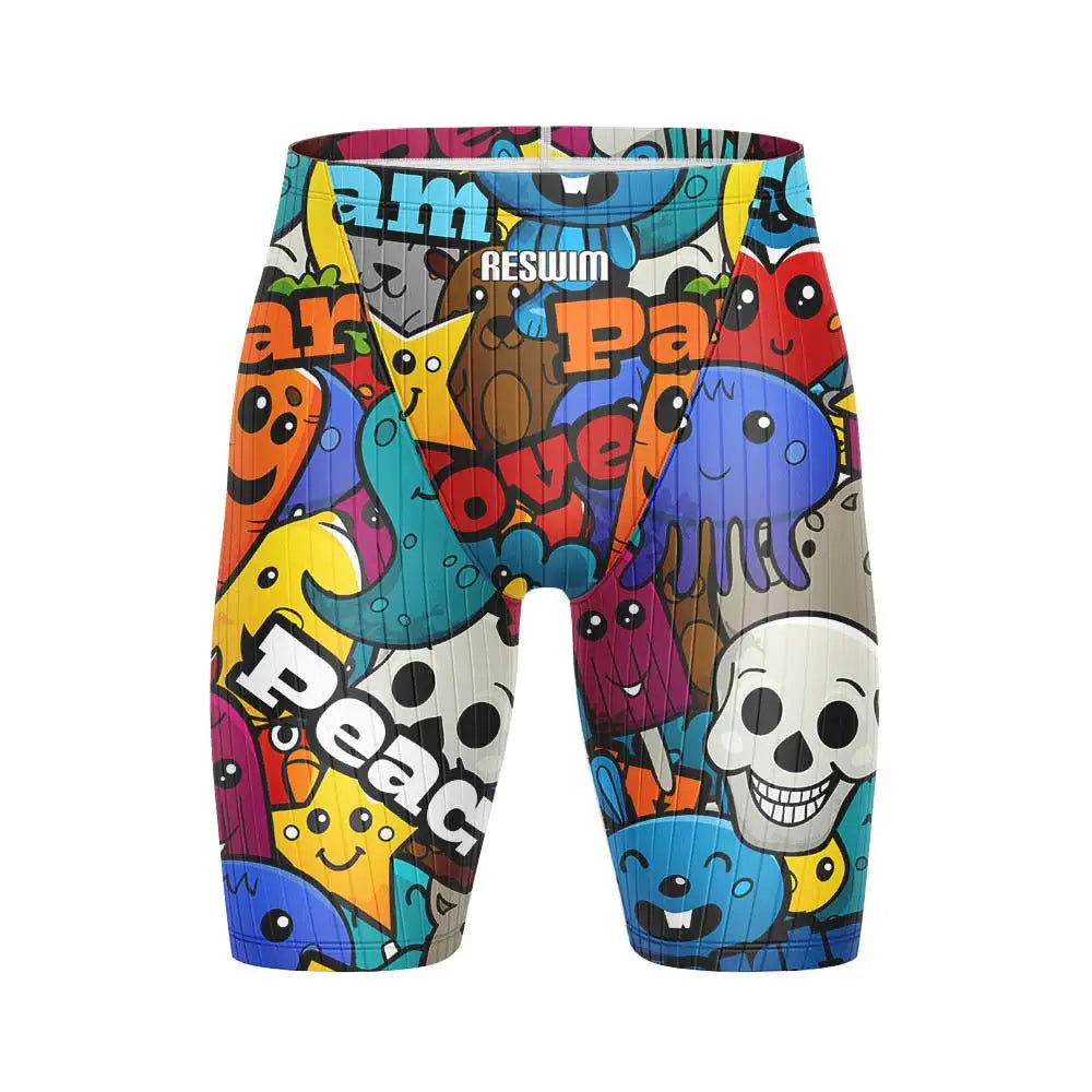 Men's Swim Jammer Swimsuit Swimming Trunks Beach Tights Shorts Athletic Training Swimwear Pool Suit Running Surfing Pants