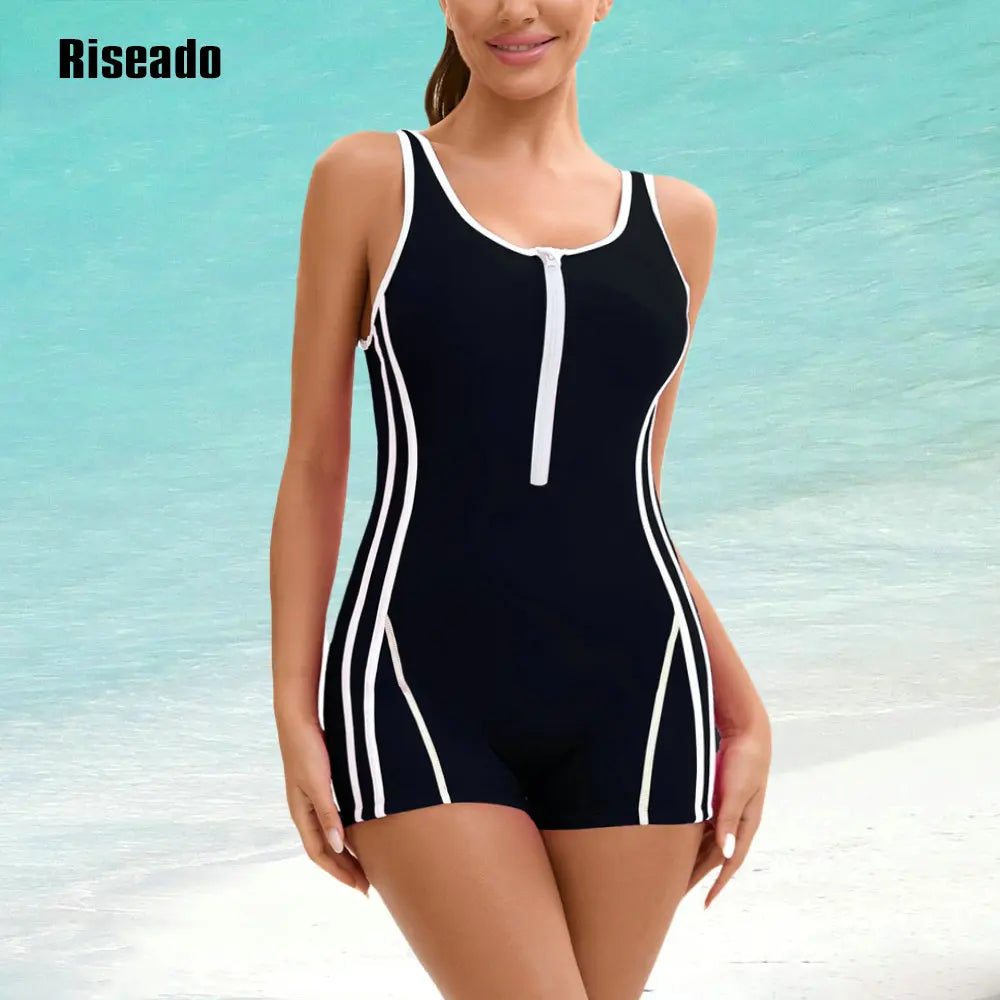 Swimsuit for Women Abdomen Control Boyleg Sport One Piece Beachwear Athletic Cross Back Swimwear Training Bathing Suit