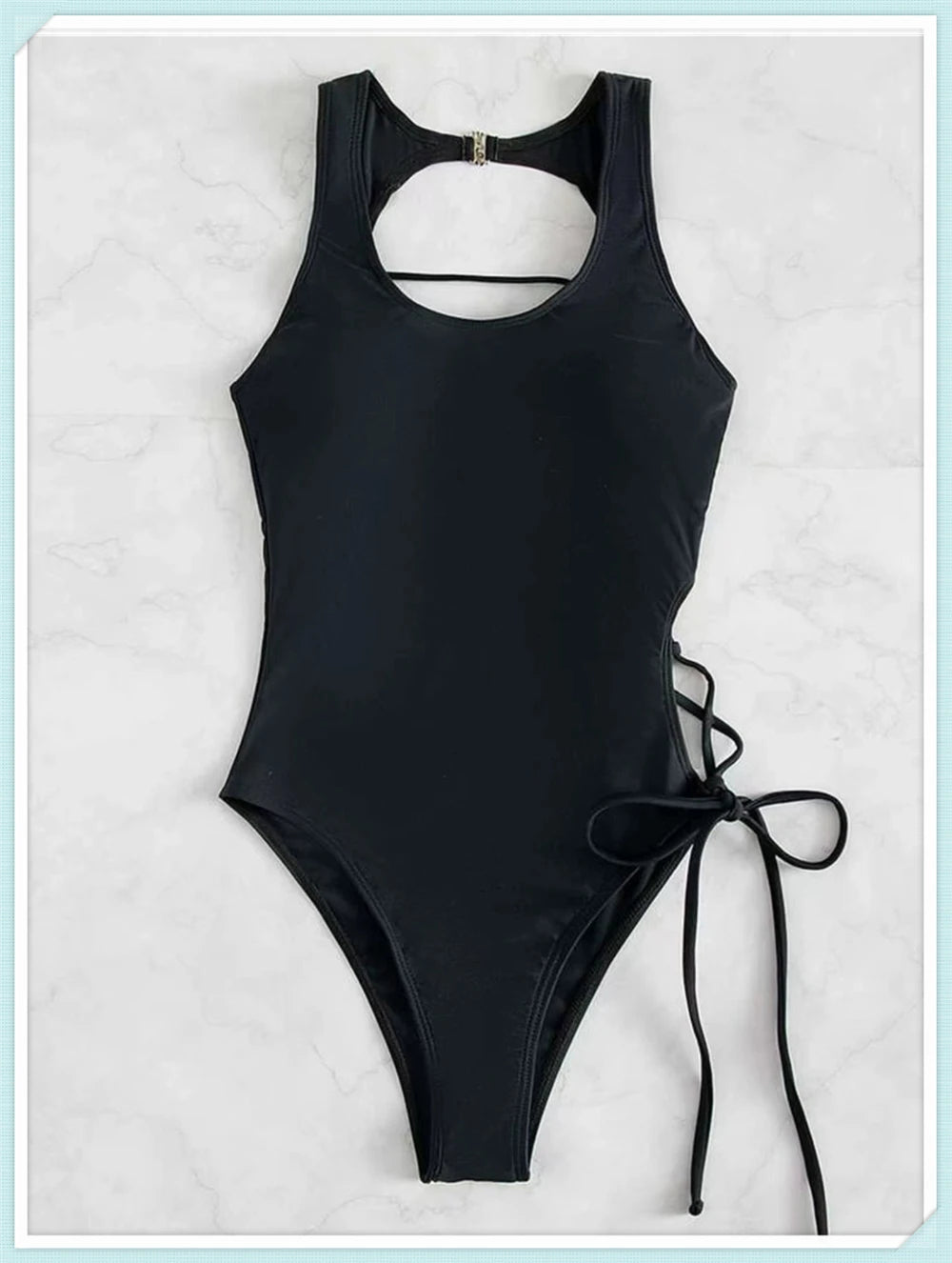 Lace Up Back Swimsuit One Piece Printed Swimwear Women Backless Bathing Swimming Suit Female Padded Beachwear Bodysuit