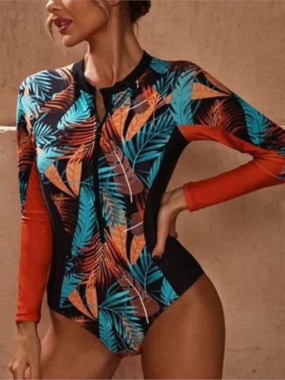 Rash Guard Swimsuit Women Summer Bathing Suit Long Sleeve Swimwear Women Beach Swimming Suit For Female