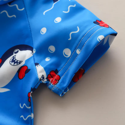 Baby Boys Swimwear Cartoon Animal Patterns Short Sleeve Zipper Beachwear