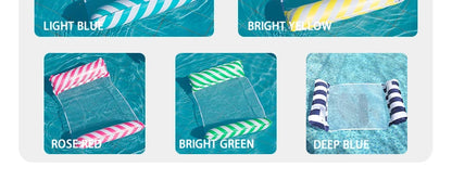 Foldable Striped Inflatable Lounge Chair, Suitable For Swimming Pool Parties And Beach Leisure Floating Beds With Net Backrest