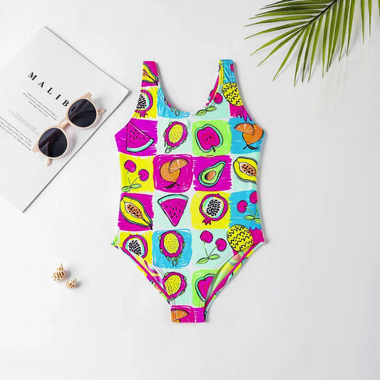 new girls children's fruit print swimsuit medium and small children's cute one-piece swimsuit suitable for mother and daughter