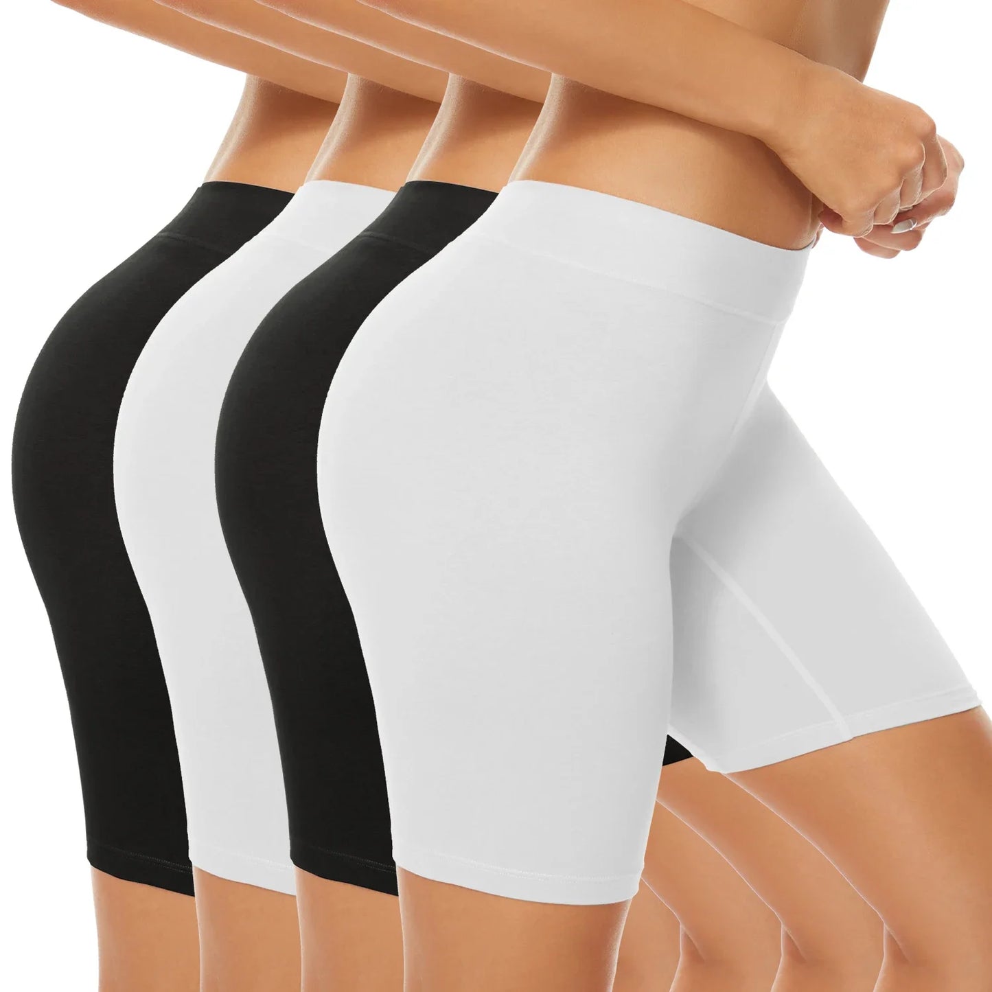 Pack Of 4 Women's Cotton Boxer Shorts Underwear High Waisted Briefs Anti Chafing Biker Shorts(Regular & Plus Size) for Work Sports