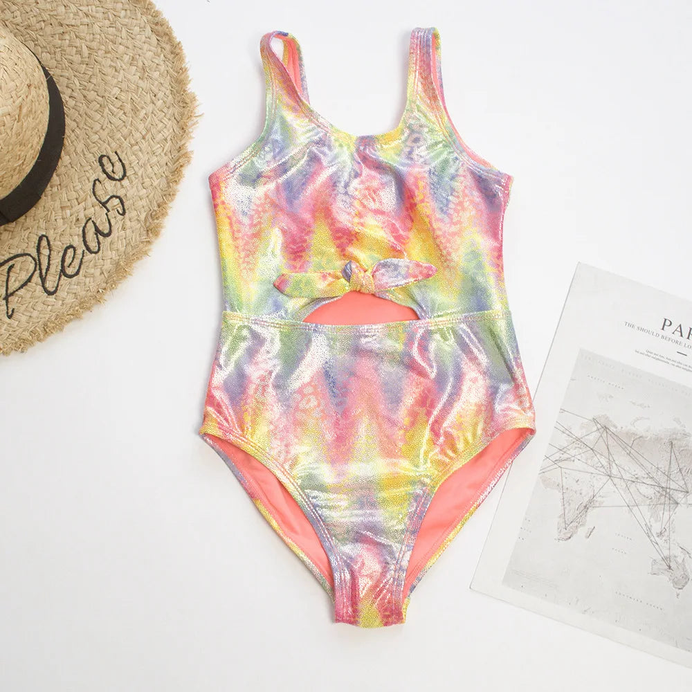 Teens Girls Swimsuit One-Piece Floral Fish Scale Unicorn Children's Swimwear Baby Girls Beachwear 4 5 6 7 8 9 10 11 12 13 Years
