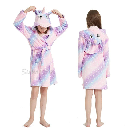 Children Bath Robe Baby Towel Children's Unicorn Hooded Bathrobes for Boys Girls