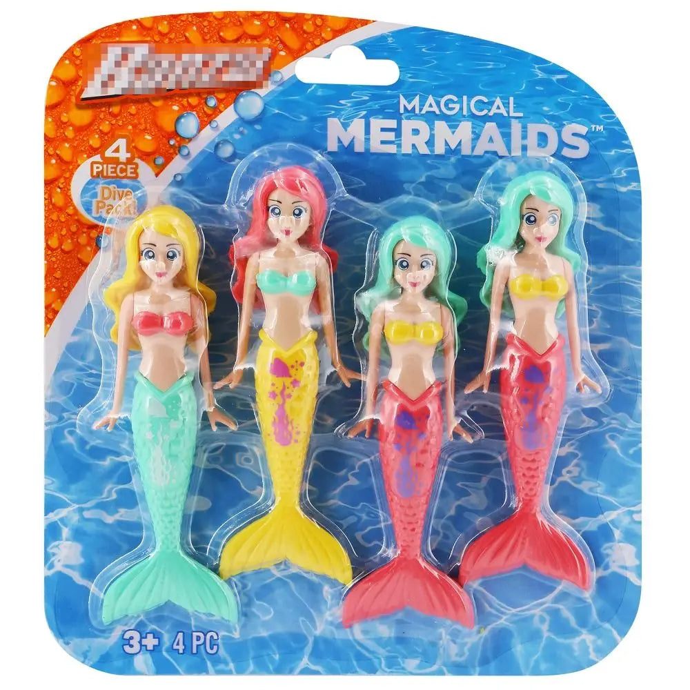 4 Pieces Mermaid Dive Toys Mermaid Bath Toys Colorful Mermaid Pool Toys Swimming Pool Games for Toddlers Boys Girls Teens