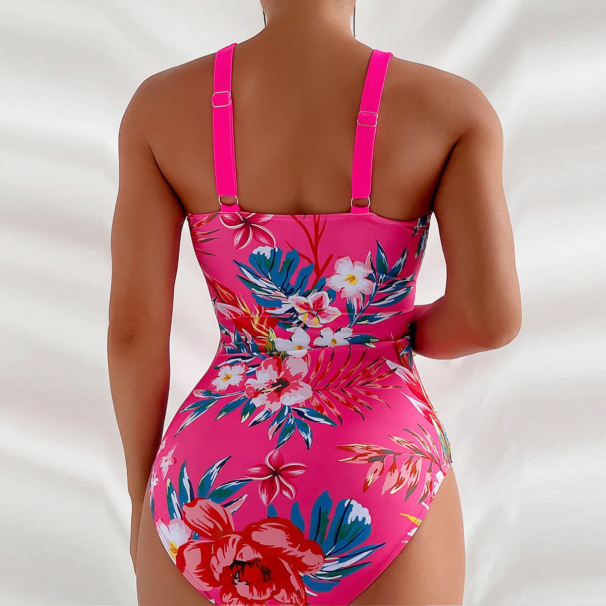 One Piece Swimsuit Women Swimwear Push Up Monokini Plunge Bathing Suit Floral Bodysuit Beach Wear Female Swimsuit