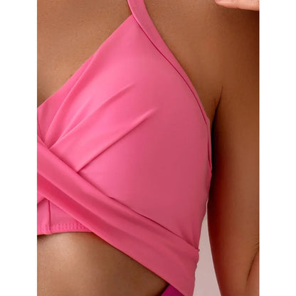 solid jumpsuit women bikini set waist hollowed out swimsuit women fashion cross back swimsuit women