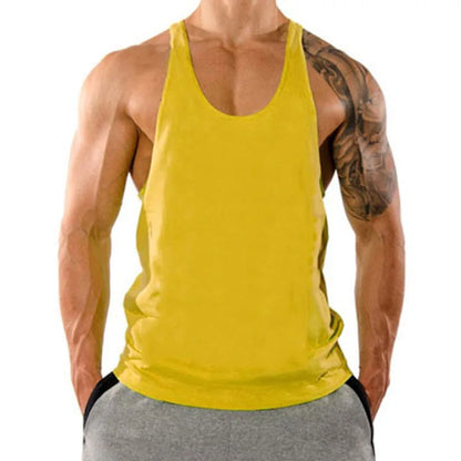 Summer 100% Cotton Bodybuilding Muscle Stringer Tank Top Men Fitness Workout Y BACK Vest