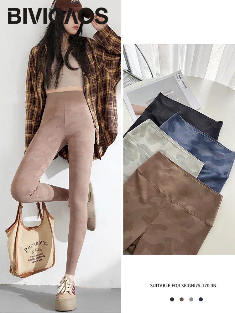 Spring Summer High Waist Colours Camouflage Shark Leggings Women Slim Sport Leisure Leggings Yoga Fitness Leggings