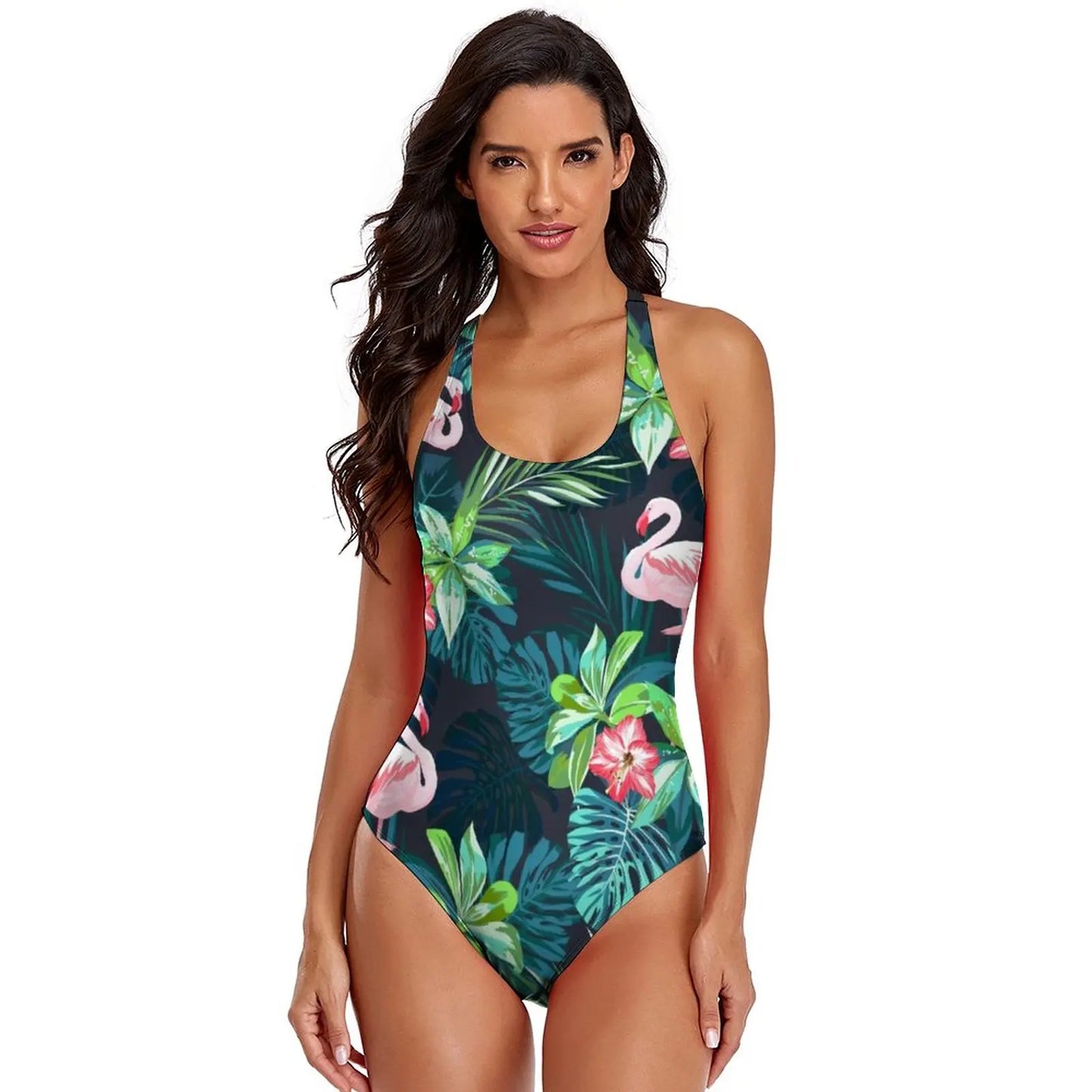 Tropical flamingo print Swimsuit Printed Rave Swimwear 1 Piece Bathing Suit