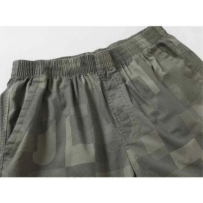Thin Wide Leg Casual Sports Beach Shorts Men Camouflage Elastic Waist Pocket Folds Breathable Loose Short Pants